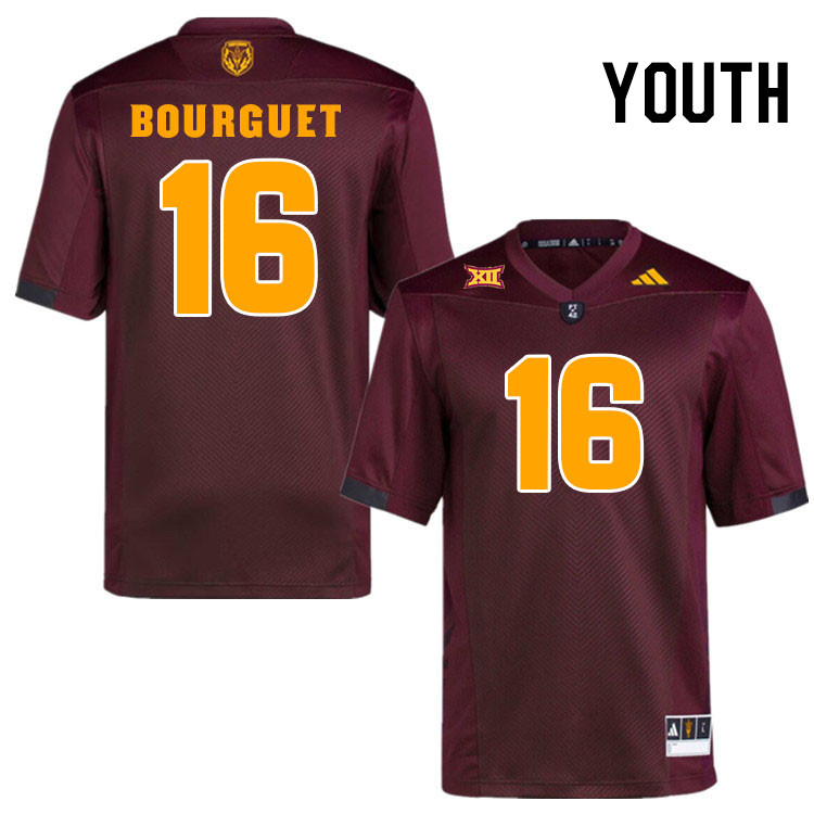 Youth #16 Trenton Bourguet Arizona State Sun Devils College Football Jerseys Stitched-Maroon